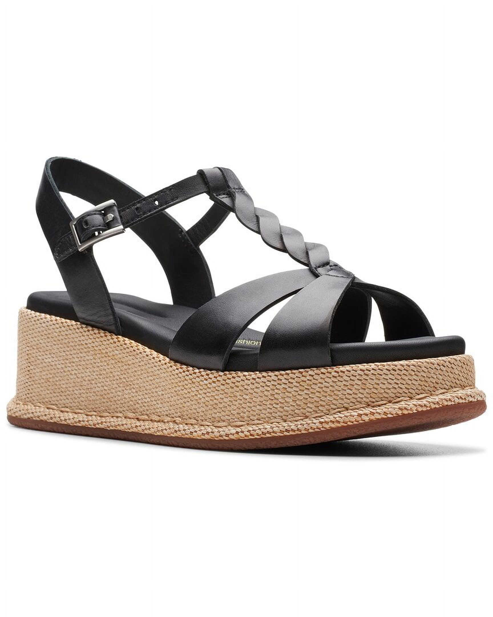 Clarks Kimmei Twist Leather Sandal, 6.5, Black
